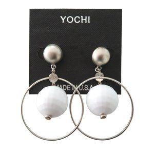 YOCHI Hoop earrings w bead NWT